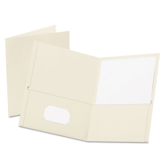 Picture of Twin-Pocket Folder, Embossed Leather Grain Paper, 0.5" Capacity, 11 X 8.5, White, 25/box