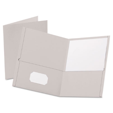 Picture of Twin-Pocket Folder, Embossed Leather Grain Paper, 0.5" Capacity, 11 X 8.5, Gray, 25/box