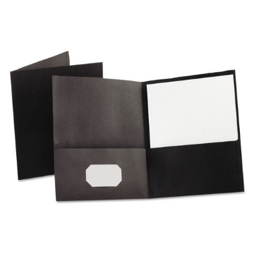 Picture of Twin-Pocket Folder, Embossed Leather Grain Paper, 0.5" Capacity, 11 X 8.5, Black, 25/box