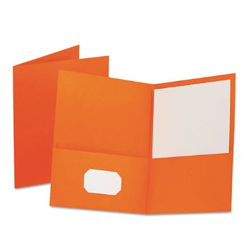 Picture of Twin-Pocket Folder, Embossed Leather Grain Paper, 0.5" Capacity, 11 X 8.5, Orange, 25/box