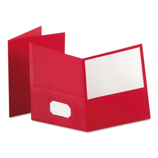 Picture of Twin-Pocket Folder, Embossed Leather Grain Paper, 0.5" Capacity, 11 X 8.5, Red, 25/box