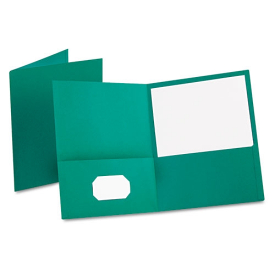 Picture of Twin-Pocket Folder, Embossed Leather Grain Paper, 0.5" Capacity, 11 X 8.5, Teal, 25/box
