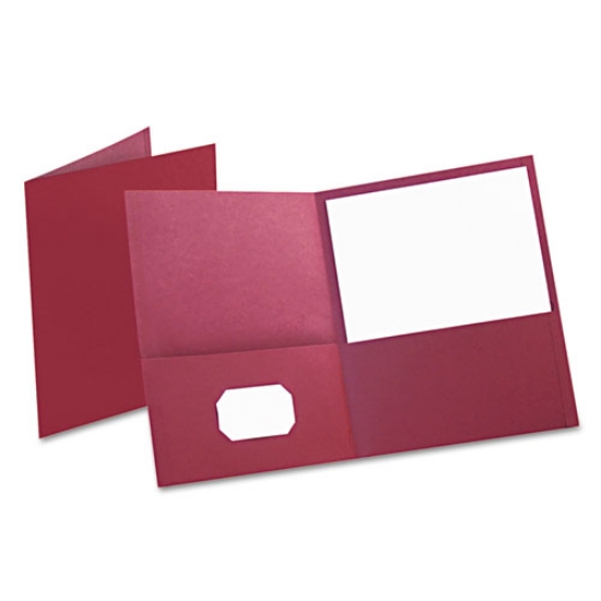 Picture of Twin-Pocket Folder, Embossed Leather Grain Paper, 0.5" Capacity, 11 X 8.5, Burgundy, 25/box