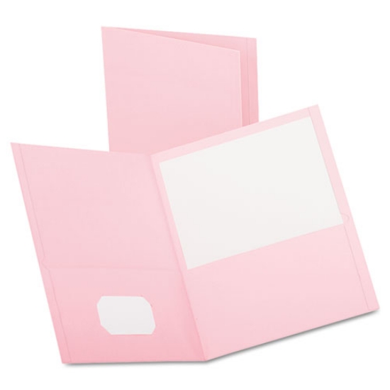 Picture of Twin-Pocket Folder, Embossed Leather Grain Paper, 0.5" Capacity, 11 X 8.5, Pink, 25/box