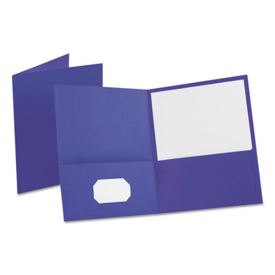 Picture of Leatherette Two Pocket Portfolio, 8.5 X 11, Purple/purple, 10/pack