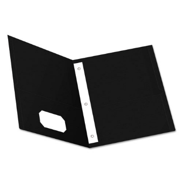 Picture of Twin-Pocket Folders With 3 Fasteners, 0.5" Capacity, 11 X 8.5, Black 25/box
