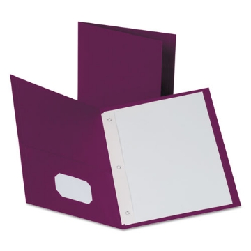Picture of Twin-Pocket Folders With 3 Fasteners, 0.5" Capacity, 11 X 8.5, Burgundy, 25/box
