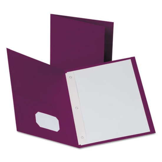 Picture of Twin-Pocket Folders With 3 Fasteners, 0.5" Capacity, 11 X 8.5, Burgundy, 25/box