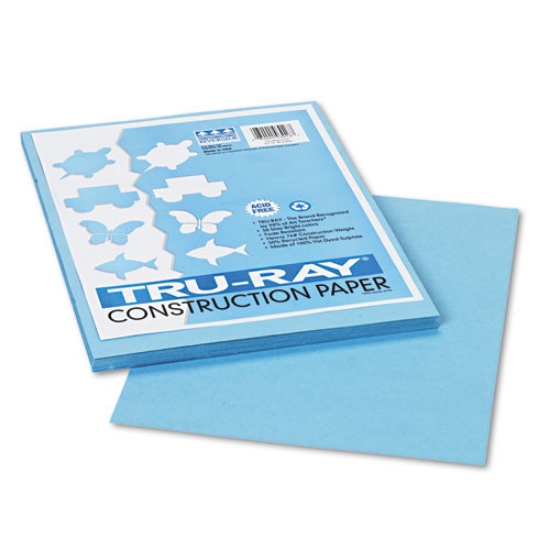 Picture of Tru-Ray Construction Paper, 76 lb Text Weight, 9 x 12, Sky Blue, 50/Pack