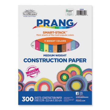 Picture of SunWorks Construction Paper Smart-Stack, 50 lb Text Weight, 9 x 12, Assorted, 300/Pack