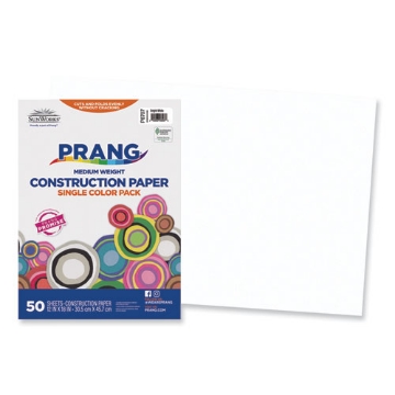 Picture of SunWorks Construction Paper, 50 lb Text Weight, 12 x 18, Bright White, 50/Pack