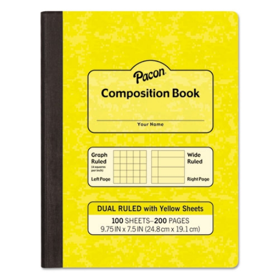 Picture of Composition Book, Wide/Legal Rule, Yellow Cover, (100) 9.75 x 7.5 Sheets