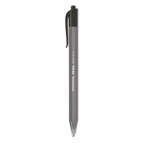 Picture of InkJoy 100 RT Ballpoint Pen, Retractable, Medium 1 mm, Black Ink, Smoke/Black Barrel, 20/Pack