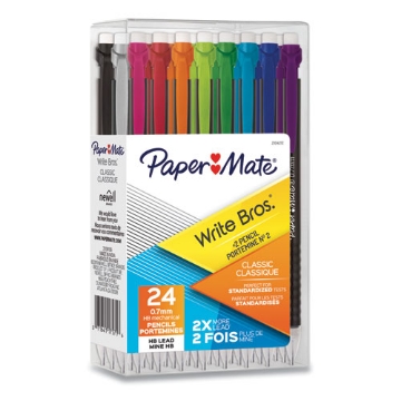 Picture of Write Bros Mechanical Pencil, 0.7 mm, HB (#2), Black Lead, Assorted Barrel Colors, 24/Pack