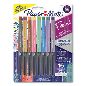 Picture of Flair Metallic Porous Point Pen, Stick, Medium 0.7 Mm, Assorted Ink And Barrel Colors, 16/pack