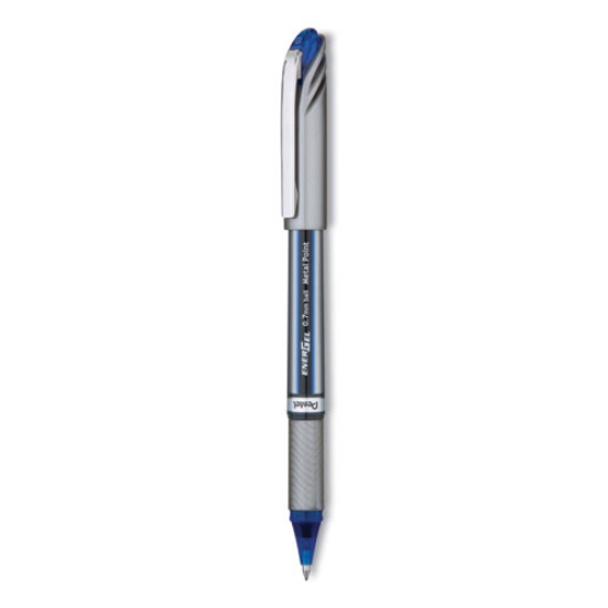 Picture of EnerGel NV Gel Pen, Stick, Medium 0.7 mm, Blue Ink, Gray/Black/Blue Barrel, Dozen