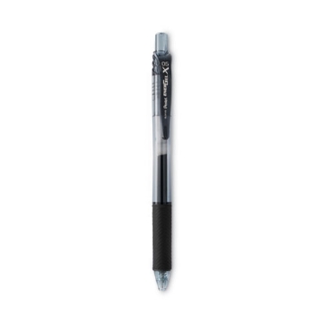 Picture of EnerGel-X Gel Pen, Retractable, Fine 0.5 mm Needle Tip, Black Ink, Clear/Black Barrel, Dozen