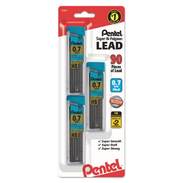 Picture of Super Hi-Polymer Lead Refills, 0.7 Mm, Hb, Black, 30/tube, 3 Tubes/pack