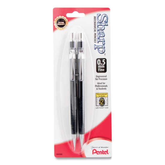 Picture of Sharp Mechanical Pencil, 0.5 mm, HB (#2), Black Lead, Black Barrel, 2/Pack