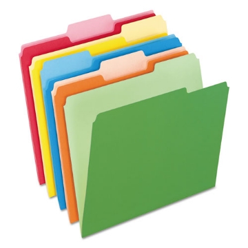 Picture of Colored File Folders, 1/3-Cut Tabs: Assorted, Letter Size, Assorted Colors, 100/Box