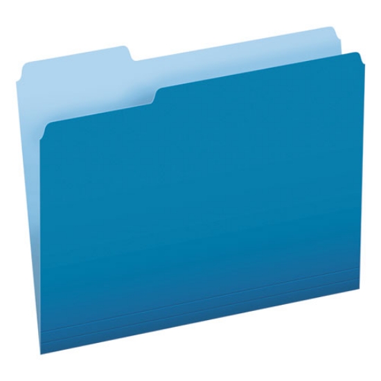 Picture of Colored File Folders, 1/3-Cut Tabs: Assorted, Letter Size, Blue/Light Blue, 100/Box