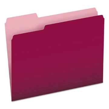 Picture of Colored File Folders, 1/3-Cut Tabs: Assorted, Letter Size, Burgundy/Light Burgundy, 100/Box