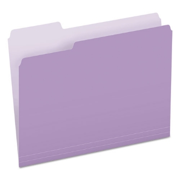 Picture of Colored File Folders, 1/3-Cut Tabs: Assorted, Letter Size, Lavender/Light Lavender, 100/Box