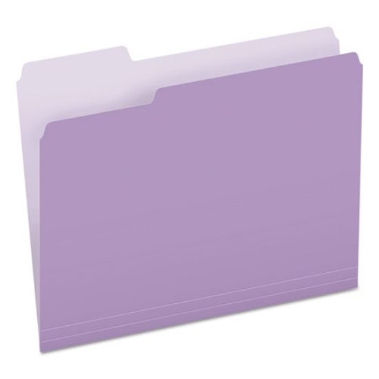Picture of Colored File Folders, 1/3-Cut Tabs: Assorted, Letter Size, Lavender/Light Lavender, 100/Box