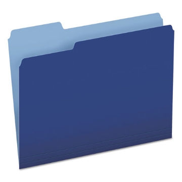 Picture of Colored File Folders, 1/3-Cut Tabs: Assorted, Letter Size, Navy Blue/Light Blue, 100/Box