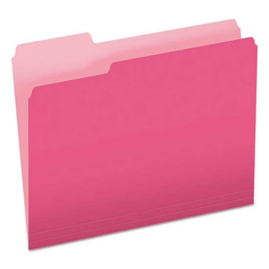 Picture of Colored File Folders, 1/3-Cut Tabs: Assorted, Letter Size, Pink/Light Pink, 100/Box