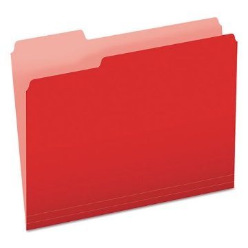 Picture of Colored File Folders, 1/3-Cut Tabs: Assorted, Letter Size, Red/Light Red, 100/Box