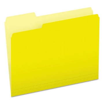 Picture of Colored File Folders, 1/3-Cut Tabs: Assorted, Letter Size, Yellow/Light Yellow, 100/Box