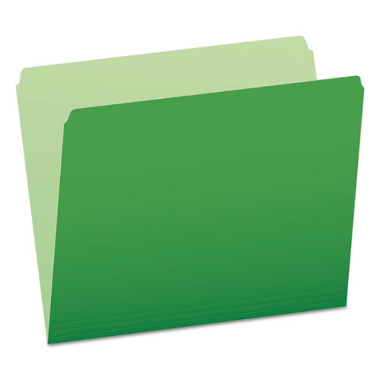Picture of Colored File Folders, Straight Tabs, Letter Size, Green/Light Green, 100/Box
