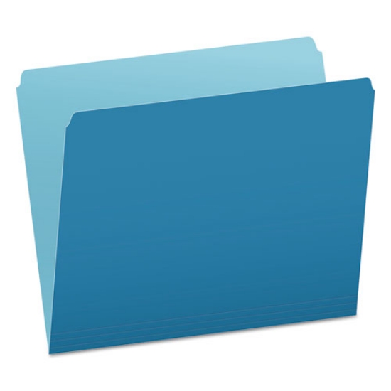 Picture of Colored File Folders, Straight Tabs, Letter Size, Blue/Light Blue, 100/Box