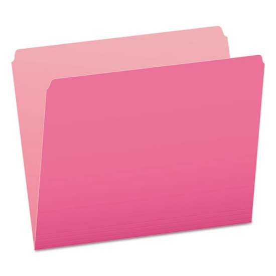Picture of Colored File Folders, Straight Tabs, Letter Size, Pink/Light Pink, 100/Box