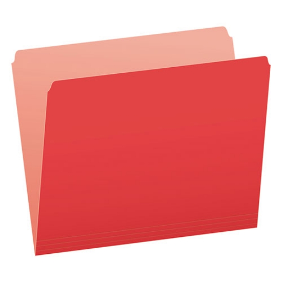 Picture of Colored File Folders, Straight Tabs, Letter Size, Red/Light Red, 100/Box