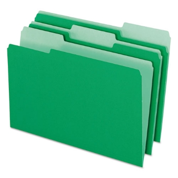 Picture of Colored File Folders, 1/3-Cut Tabs: Assorted, Legal Size, Green/Light Green, 100/Box