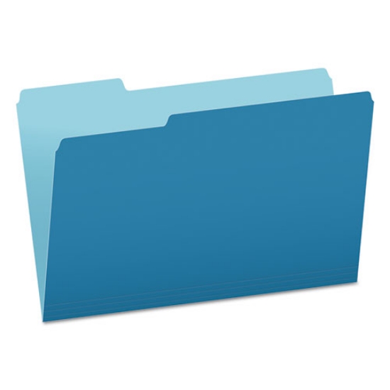 Picture of Colored File Folders, 1/3-Cut Tabs: Assorted, Legal Size, Blue/Light Blue, 100/Box
