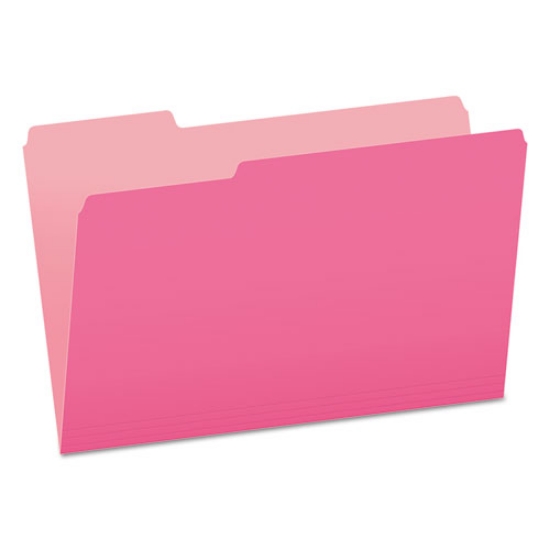 Picture of Colored File Folders, 1/3-Cut Tabs: Assorted, Legal Size, Pink/Light Pink, 100/Box