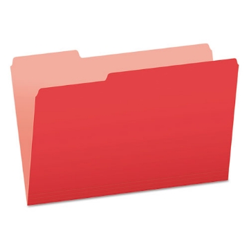 Picture of Colored File Folders, 1/3-Cut Tabs: Assorted, Legal Size, Red/Light Red, 100/Box