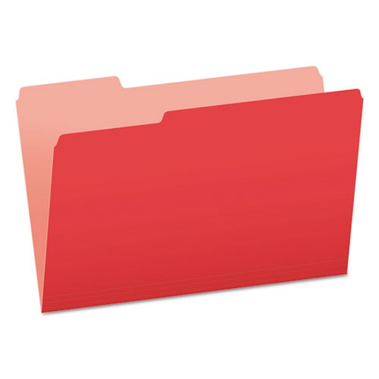Picture of Colored File Folders, 1/3-Cut Tabs: Assorted, Legal Size, Red/Light Red, 100/Box