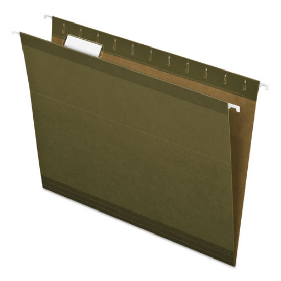 Picture of Reinforced Hanging File Folders with Printable Tab Inserts, Letter Size, 1/5-Cut Tabs, Standard Green, 25/Box