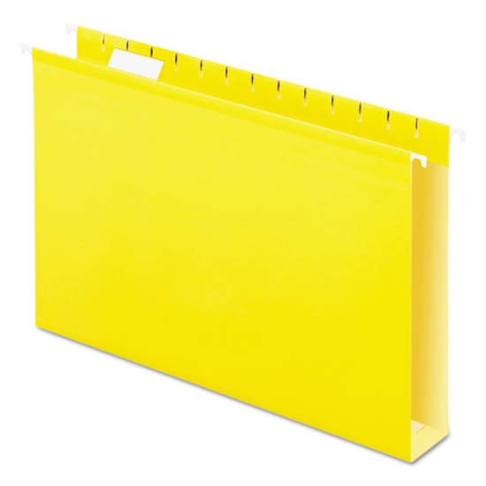Picture of Extra Capacity Reinforced Hanging File Folders with Box Bottom, 2" Capacity, Legal Size, 1/5-Cut Tabs, Yellow, 25/Box