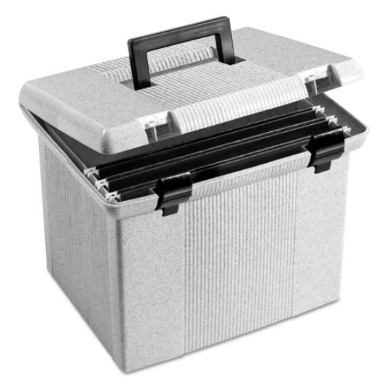 Picture of Portable File Boxes, Letter Files, 13.88" X 14" X 11.13", Granite