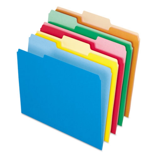 Picture of Interior File Folders, 1/3-Cut Tabs: Assorted, Letter Size, Assorted Colors: Blue/Green/Orange/Red/Yellow, 100/Box