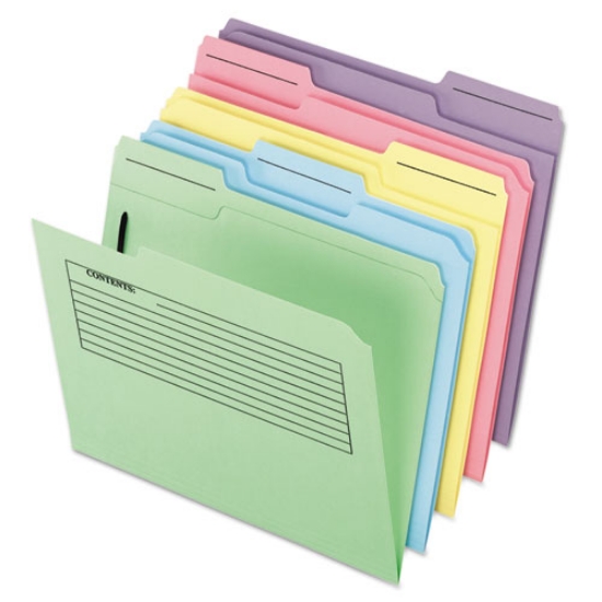 Picture of Printed Notes Fastener Folder, 1 Fastener, Letter Size, Assorted Colors, 30/Pack