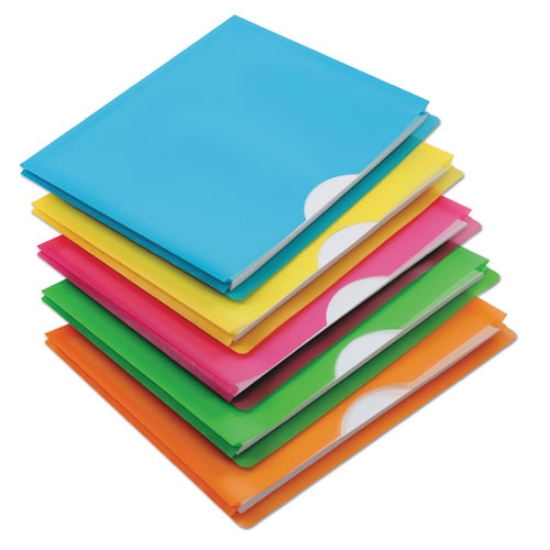 Picture of Glow Poly File Jacket, Straight Tab, Letter Size, Assorted Colors, 5/pack