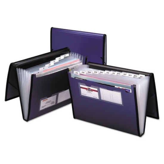 Picture of Professional Expanding Organizer, 7 Sections, Elastic Cord Closure, 1/6-Cut Tabs, Letter Size, Blue