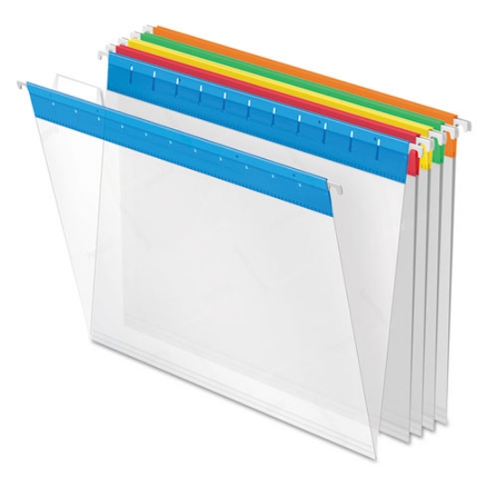 Picture of Poly Hanging Folders, Letter Size, 1/5-Cut Tabs, Assorted Colors, 25/Box