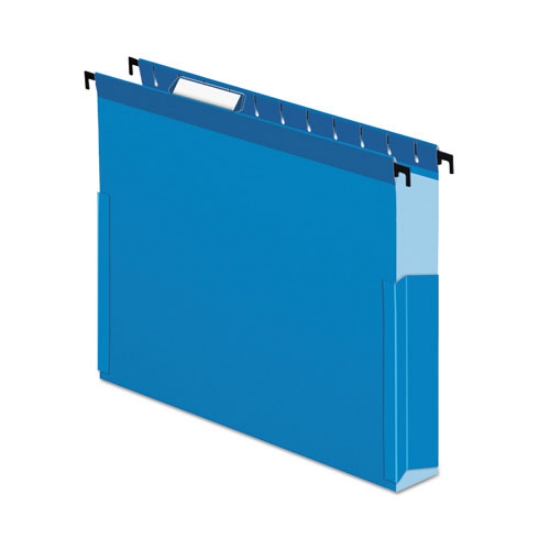 Picture of SureHook Reinforced Extra-Capacity Hanging Box File, 1 Section, 2" Capacity, Letter Size, 1/5-Cut Tabs, Blue, 25/Box